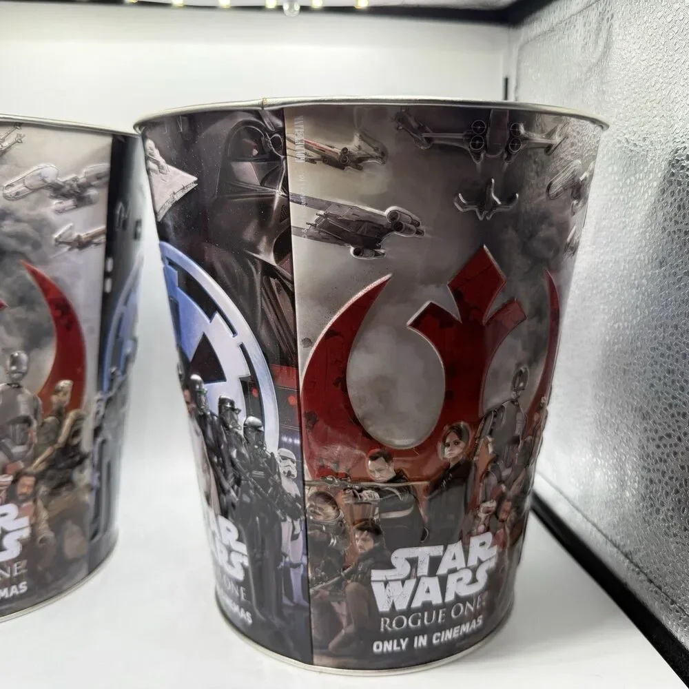 Disney Star Wars Rogue One Promotional Movie Metal Tin Popcorn Bucket Lot Of 3